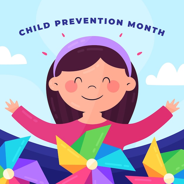 Ręcznie Rysowane Ilustracja Miesiąca Zapobiegania Krzywdzeniu Dzieci