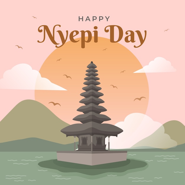 Ręcznie Rysowane Ilustracja Nyepi