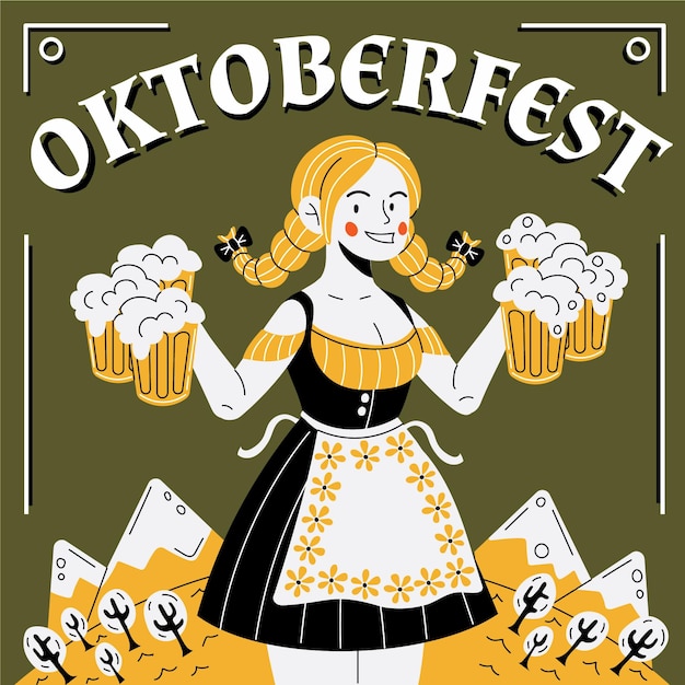 Ręcznie Rysowane Ilustracja Oktoberfest