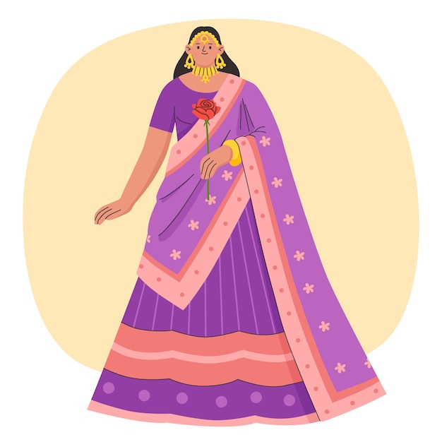 Plik wektorowy ręcznie rysowane ilustracja sari