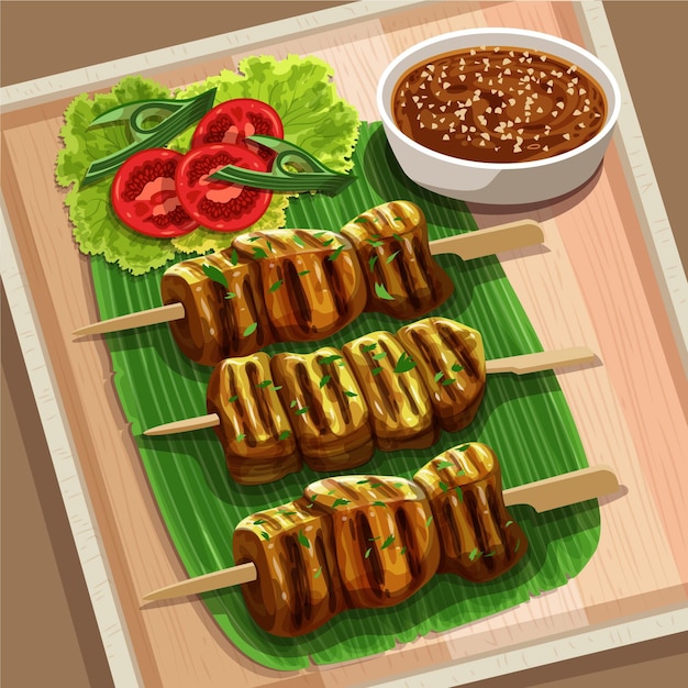 Ręcznie Rysowane Ilustracja Satay