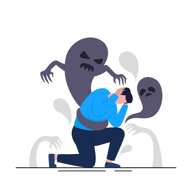 Ręcznie rysowane ilustracja schizofrenii