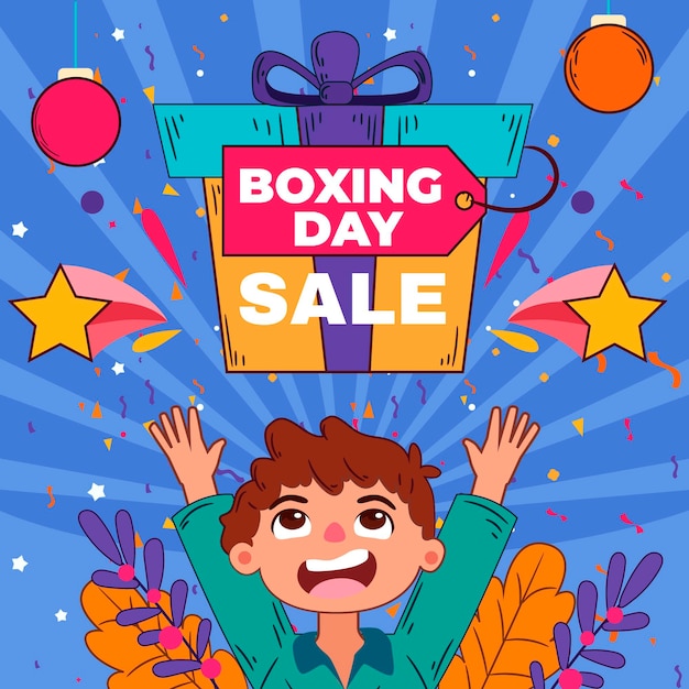Plik wektorowy ręcznie rysowane ilustracja sprzedaży boxing day