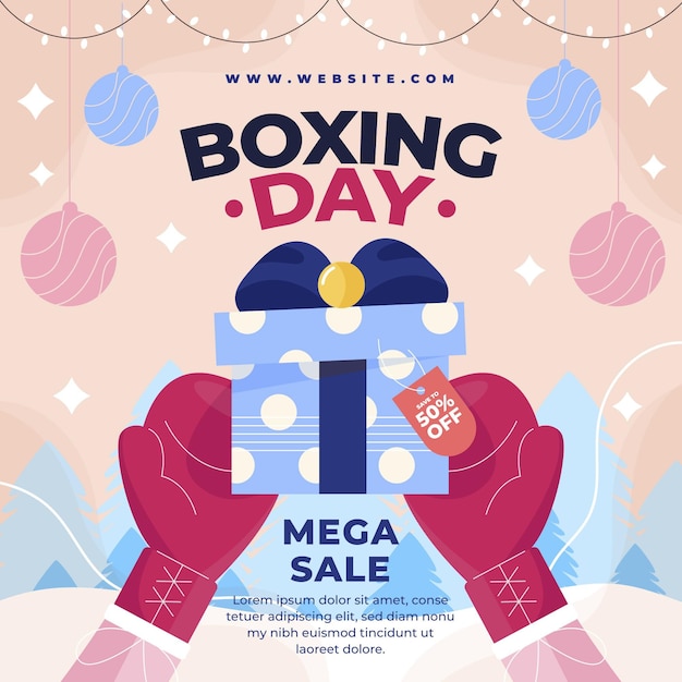 Ręcznie Rysowane Ilustracja Sprzedaży Płaskiej Boxing Day