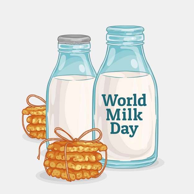 Ręcznie Rysowane Ilustracja światowy Dzień Mleka