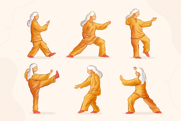 Ręcznie Rysowane Ilustracja Tai Chi