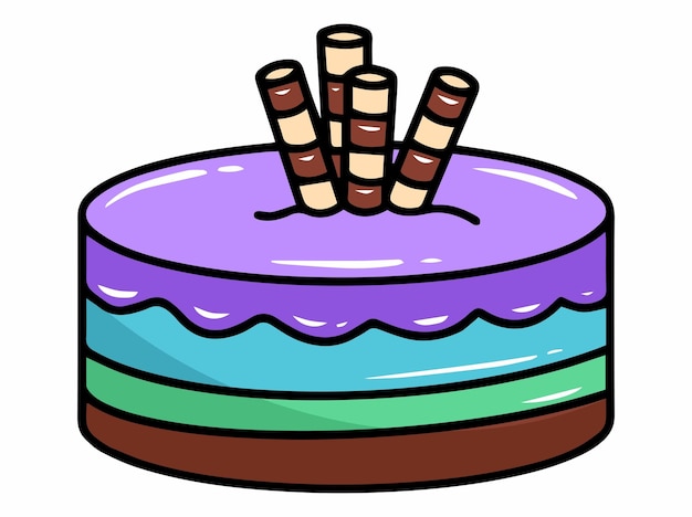 Ręcznie Rysowane Ilustracja Tort Urodzinowy