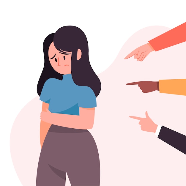 Ręcznie rysowane ilustracja winy i wstydu o płaskiej konstrukcji