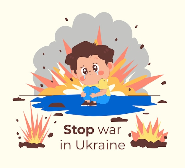 Ręcznie rysowane ilustracja wojny na Ukrainie