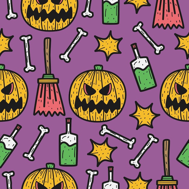 Ręcznie Rysowane Ilustracja Wzór Doodle Halloween