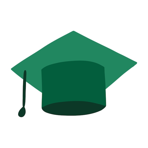 Plik wektorowy ręcznie rysowane ilustracja z kolorowym kapeluszem ukończenia szkoły na białym tle wektor jako znak zakończenia szkoły kolegium uniwersytet symbol tradycyjnej edukacji w stylu płaski element odzieży ucznia
