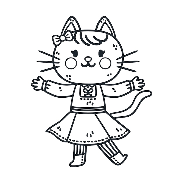 Plik wektorowy ręcznie rysowane ilustracja zarys kota