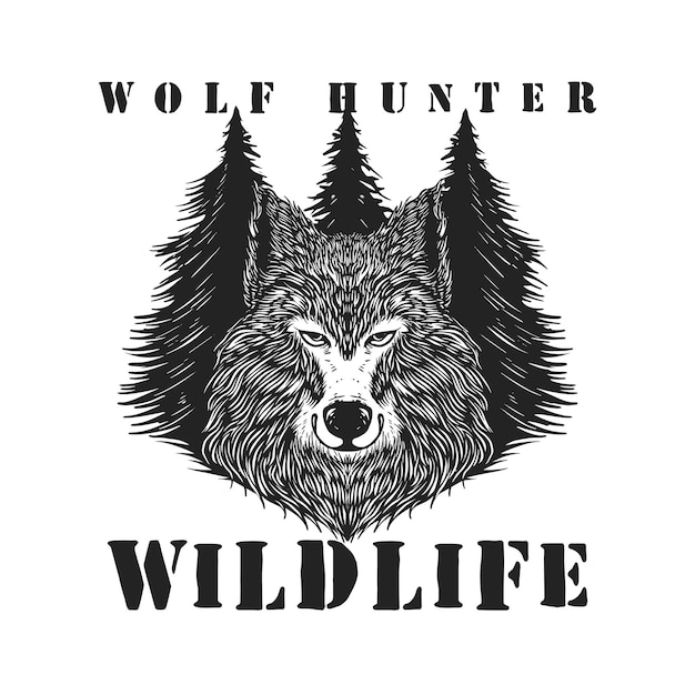 Plik wektorowy ręcznie rysowane ilustracji dzikiej przyrody wilka