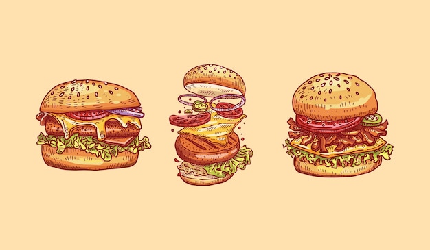 Plik wektorowy ręcznie rysowane ilustracji wektorowych burger