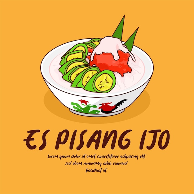 Ręcznie Rysowane Indonezja Tradycyjny Deser Es Pisang Ijo Ilustracja