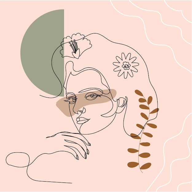 Ręcznie rysowane jedna linia sztuki illustration_Freepik