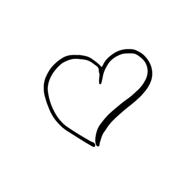 Plik wektorowy ręcznie rysowane jedno serce prosta ikona stylu doodle pojedyncze nieostrożne wektor serce czarny na białym tle na białym tle
