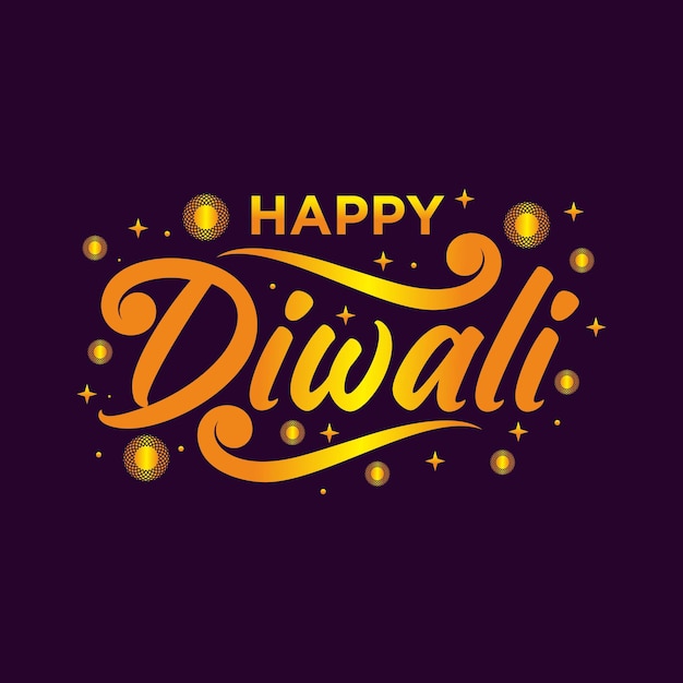 Ręcznie rysowane kaligraficzna kolorowa farba napis ilustracji wektorowych Happy Diwali