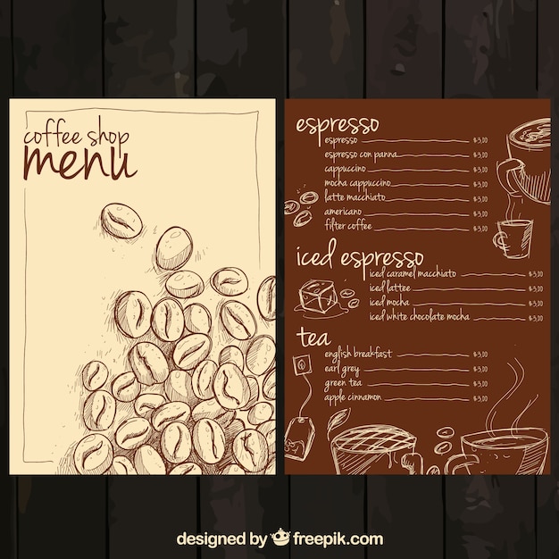 Ręcznie Rysowane Kawy Menu