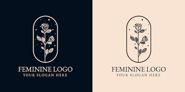Ręcznie rysowane kobiece piękno i kwiatowy botaniczny szablon logo do pielęgnacji skóry i włosów salonu spa