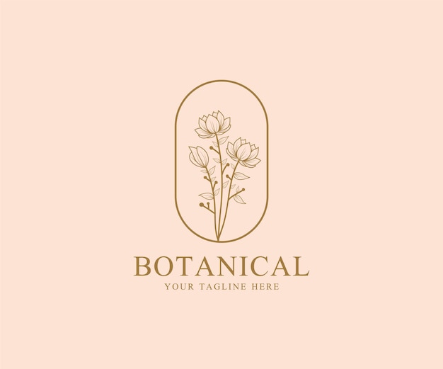 Ręcznie Rysowane Kobiece Piękno Minimalny Kwiatowy Botaniczny Szablon Logo Do Pielęgnacji Włosów W Salonie Spa