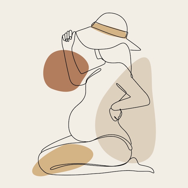 Ręcznie rysowane kobieta w ciąży rysunek ilustracja