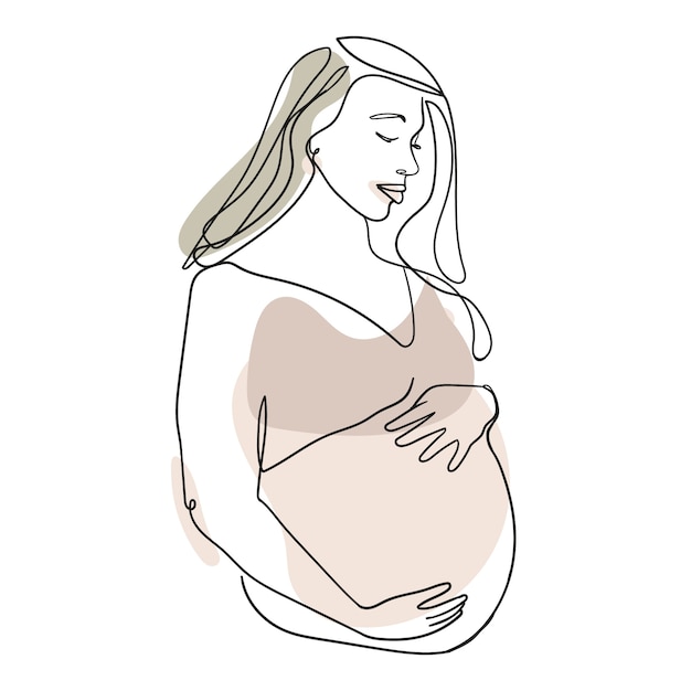 Ręcznie rysowane kobieta w ciąży rysunek ilustracja