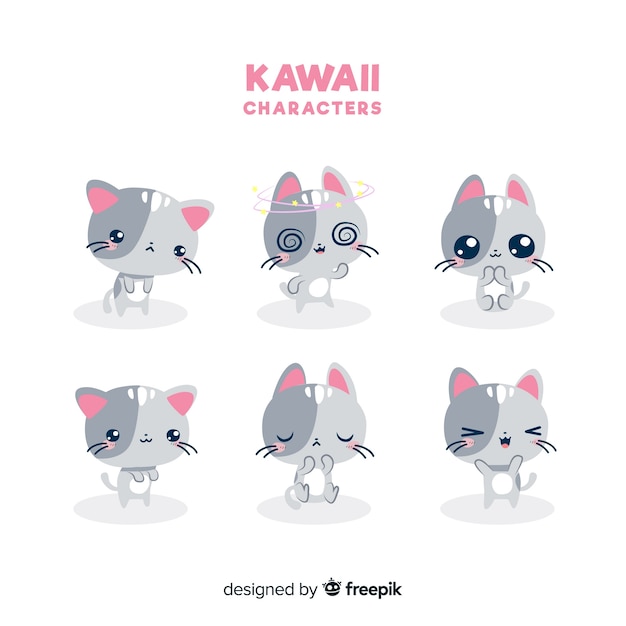 Ręcznie Rysowane Kolekcja Kawaii Kotów