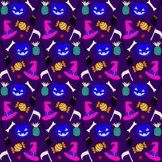 Ręcznie rysowane kolekcja płaskich wzorów halloween