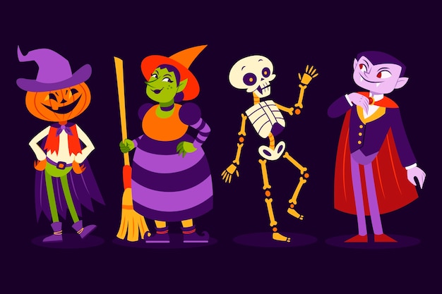 Ręcznie rysowane kolekcja znaków halloween