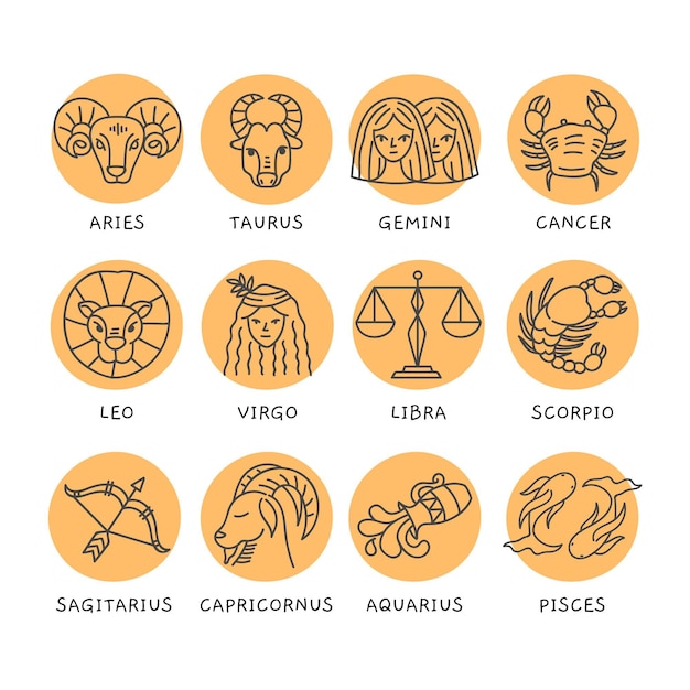 Ręcznie rysowane kolekcja znaków zodiaku