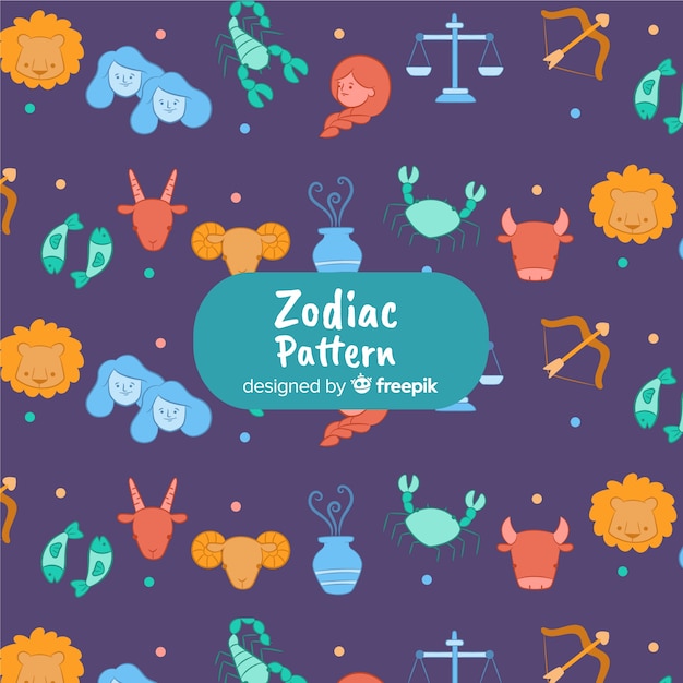 Ręcznie Rysowane Kolorowy Wzór Zodiaku