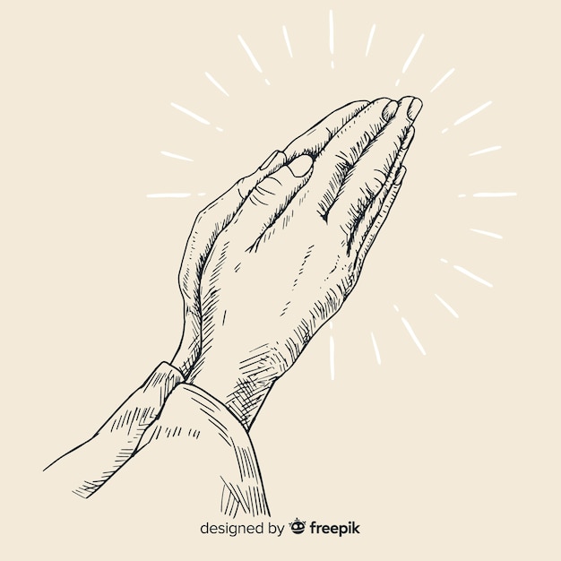 Plik wektorowy ręcznie rysowane koncepcja modlitwy ręce