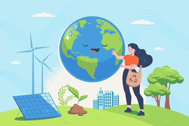 Ręcznie rysowane koncepcja zmiany klimatu w płaskiej konstrukcji