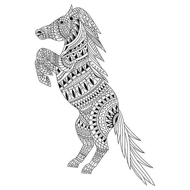 Ręcznie Rysowane Konia W Stylu Zentangle