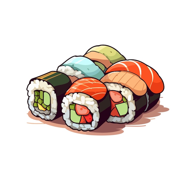 Ręcznie Rysowane Kreskówka Japońskie Sushi Ilustracja