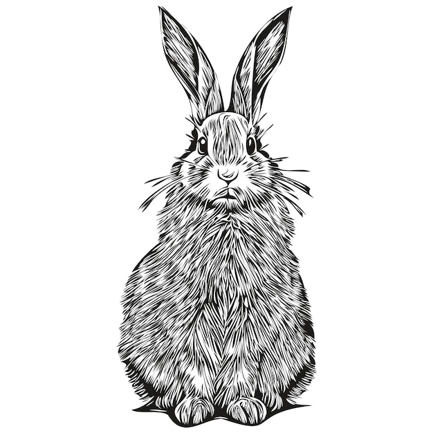 Plik wektorowy ręcznie rysowane kreskówka królik wektor ilustracja vintage zając