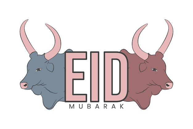 Ręcznie rysowane krowy eid mubarak nowoczesny design