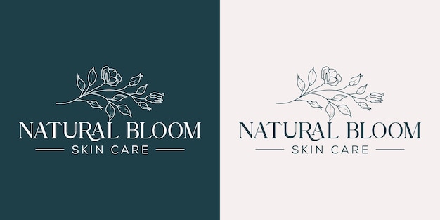 Ręcznie Rysowane Kwiatowy Pakiet Botaniczny Logo Kolekcja Ilustracji Dla Piękna, Naturalnego, Organicznego Premium