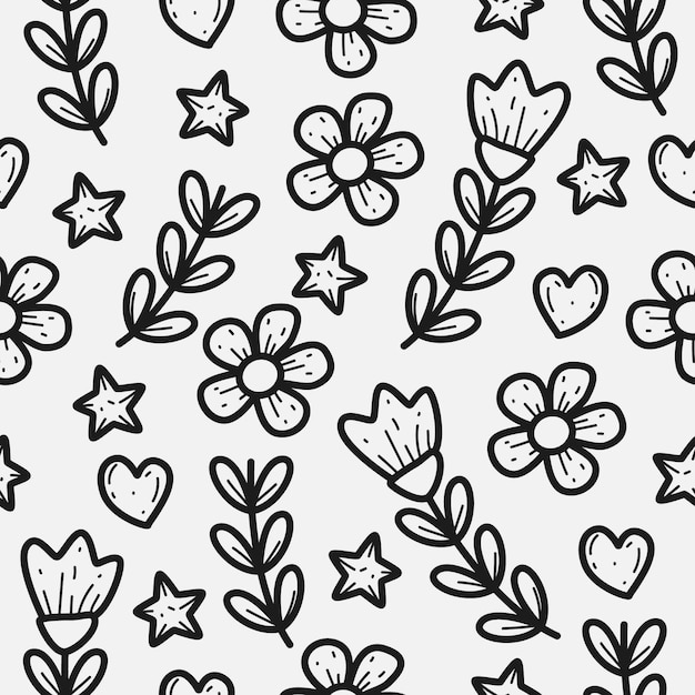 Plik wektorowy ręcznie rysowane kwiatowy wzór doodle