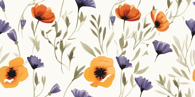 Ręcznie rysowane kwiaty bezszwowe wzory z kwiatami dla tkanin, tekstyliów, odzieży, papieru do pakowania