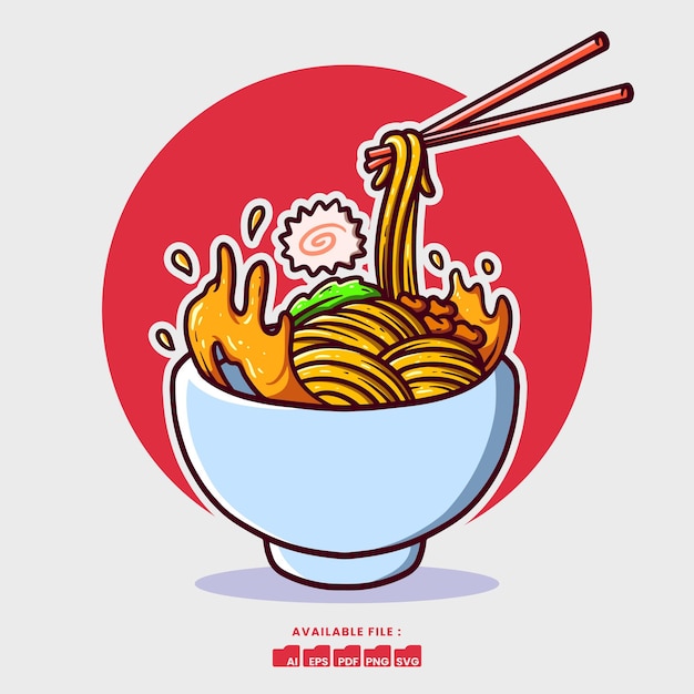 Plik wektorowy ręcznie rysowane ładny ramen bakso ilustracja