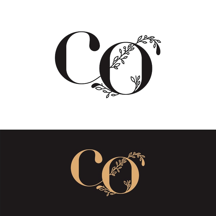 Wektor ręcznie rysowane logo co z monogramem ślubnym