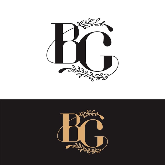 Ręcznie Rysowane Logo Monogram ślubu Bg