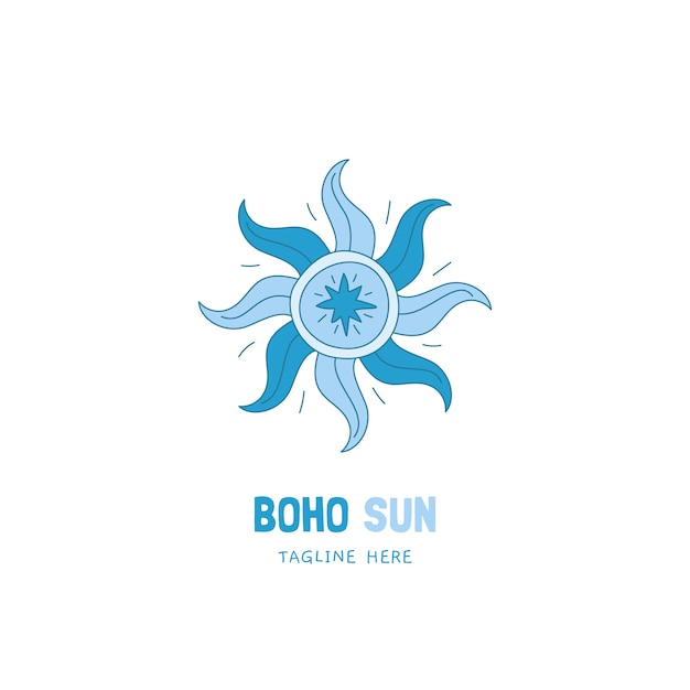 Plik wektorowy ręcznie rysowane logo słońce boho