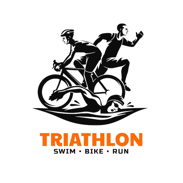 Plik wektorowy ręcznie rysowane logo triathlonu