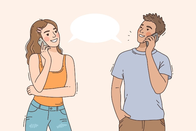 Plik wektorowy ręcznie rysowane ludzie rozmawiający na ilustracji telefonu