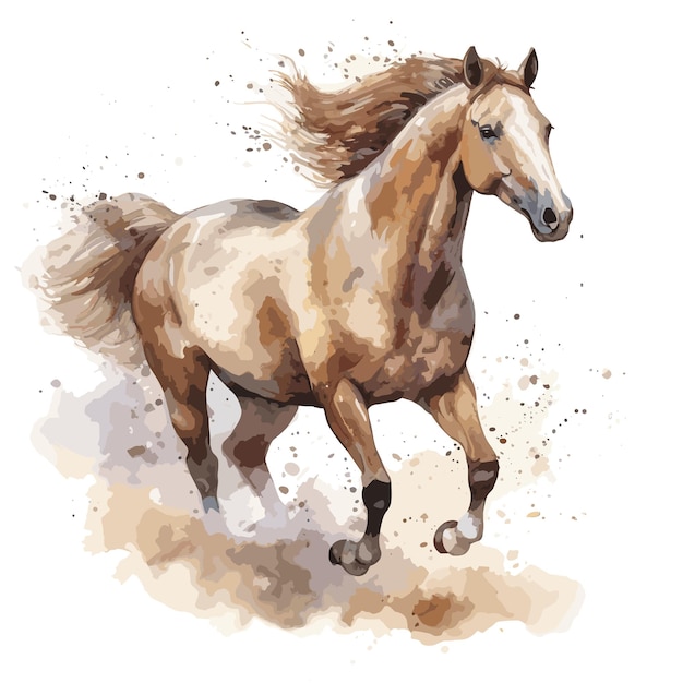 Plik wektorowy ręcznie rysowane malowanie biegnącego konia