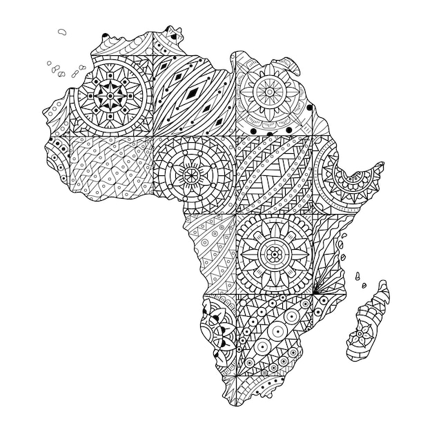 Ręcznie Rysowane Mapy Afryki W Stylu Mandali