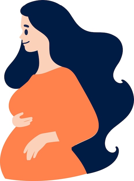 Ręcznie rysowane matka lub kobieta w ciąży w płaski na białym tle na tle